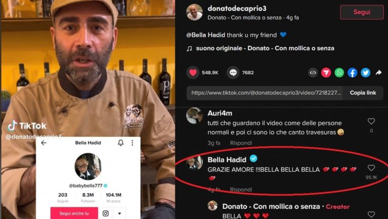 TikTok, la top model Bella Hadid segue e scrive al salumiere Donato “con mollica o senza”: social scatenati TikTok, la top model Bella Hadid segue e scrive al salumiere Donato “con mollica o senza”: social scatenati