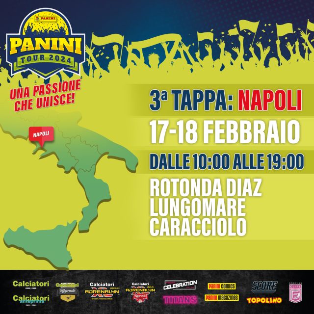 Il Panini Tour 2024 sul Lungomare di Napoli per 2 giorni con divertimento, scambio di figurie e giochi