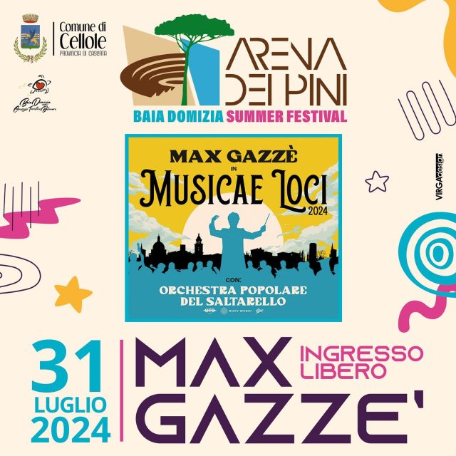 Max Gazzè in concerto gratuito a Baia Domizia all’Arena dei Pini di Baia Domizia
