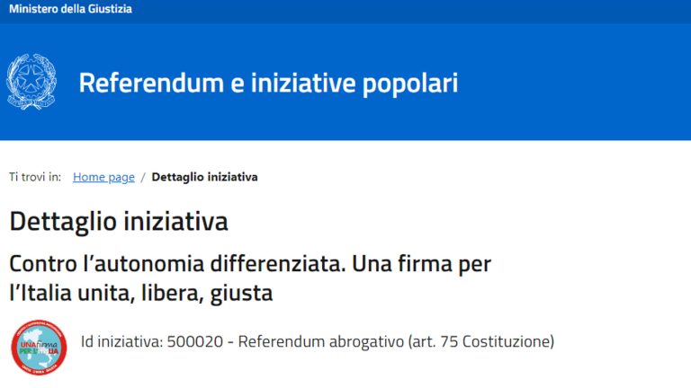 Referendum contro l’Autonomia, attivata la piattaforma online: già oltre 30 mila firme Referendum contro l’Autonomia, attivata la piattaforma online: già oltre 30 mila firme