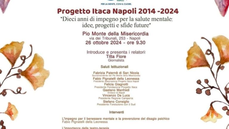 Sabato al Pio Monte una giornata dedicata alla salute mentale promossa da Progetto Itaca