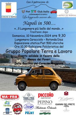 Grande raduno Fiat 500 storiche al Lungomare di Napoli