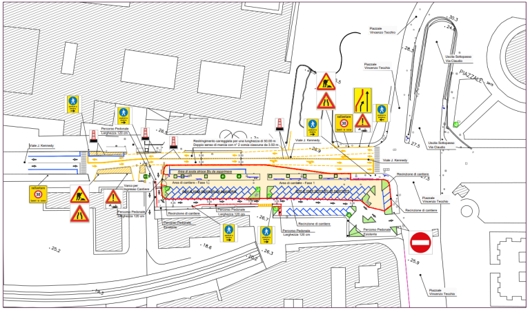 Dispositivo temporaneo di circolazione in viale Kennedy per lavori Dispositivo temporaneo di circolazione in viale Kennedy per lavori